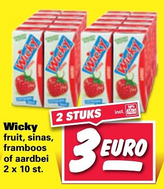 Aanbiedingen Wicky fruit, sinas, framboos of aardbei - Wicky - Geldig van 18/09/2017 tot 23/09/2017 bij Nettorama