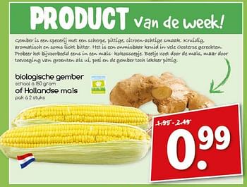 Aanbiedingen Biologische gember of hollandse mais - Huismerk - Agrimarkt - Geldig van 18/09/2017 tot 23/09/2017 bij Agrimarkt