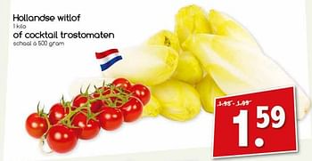 Aanbiedingen Hollandse witlof of cocktail trostomaten - Huismerk - Agrimarkt - Geldig van 18/09/2017 tot 23/09/2017 bij Agrimarkt