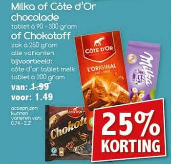 Aanbiedingen Milko of côte d`or chocolade of chokotoff - Cote D'Or - Geldig van 18/09/2017 tot 23/09/2017 bij Agrimarkt