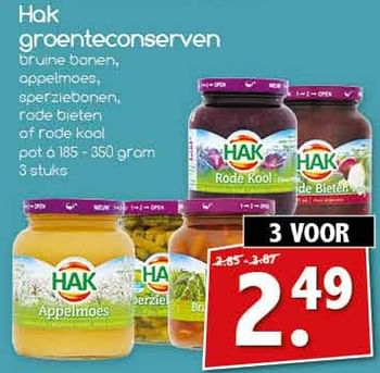 Aanbiedingen Hak groenteconserven - Hak - Geldig van 18/09/2017 tot 23/09/2017 bij Agrimarkt