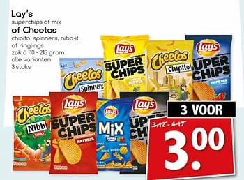 Aanbiedingen Lay`s of cheetos - Huismerk - Agrimarkt - Geldig van 18/09/2017 tot 23/09/2017 bij Agrimarkt