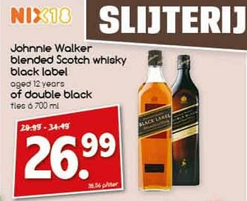 Aanbiedingen Johnnie walker blended scotch whisky black label of double black - Johnnie Walker - Geldig van 18/09/2017 tot 23/09/2017 bij Agrimarkt