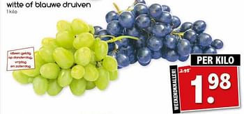 Aanbiedingen Witte of blauwe druiven - Huismerk - Agrimarkt - Geldig van 18/09/2017 tot 23/09/2017 bij Agrimarkt