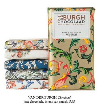Aanbiedingen Van der burgh chocolaad luxe chocolade, intens van smaak - Van der Burgh - Geldig van 05/09/2017 tot 01/03/2018 bij De Bijenkorf