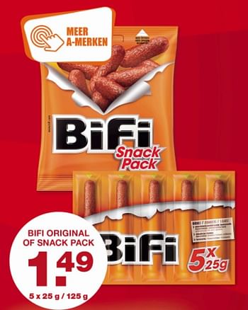 Aanbiedingen original of snack pack - Bifi - Geldig van 22/09/2017 tot 24/09/2017 bij Aldi