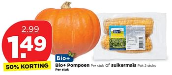 Aanbiedingen Bio+ pompoen - Bio+ - Geldig van 21/09/2017 tot 23/09/2017 bij Plus