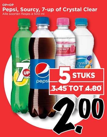 Aanbiedingen Pepsi, sourcy, 7-up of crystal clear - Huismerk Vomar - Geldig van 21/09/2017 tot 23/09/2017 bij Vomar