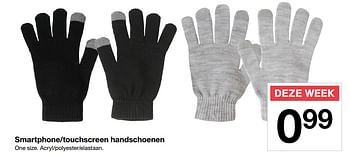 Aanbiedingen Smartphone-touchscreen handschoenen - Huismerk - Zeeman  - Geldig van 23/09/2017 tot 29/09/2017 bij Zeeman