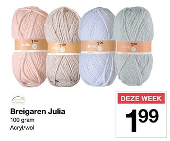Aanbiedingen Breigaren julia - Huismerk - Zeeman  - Geldig van 23/09/2017 tot 29/09/2017 bij Zeeman