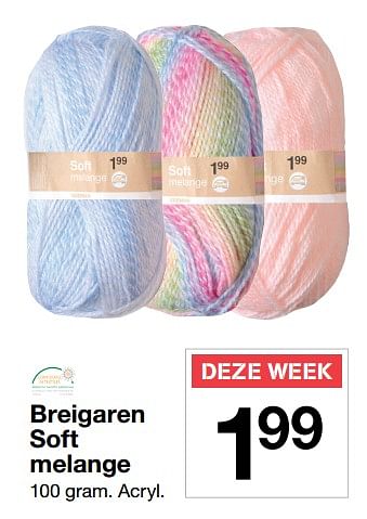 Aanbiedingen Breigaren soft melange - Huismerk - Zeeman  - Geldig van 23/09/2017 tot 29/09/2017 bij Zeeman