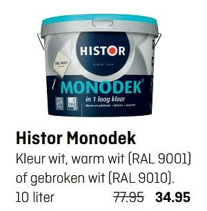 Aanbiedingen Histor monodek - Histor - Geldig van 18/09/2017 tot 01/10/2017 bij Hubo