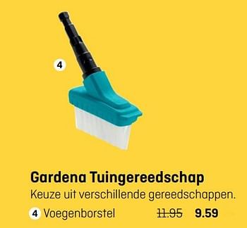 Aanbiedingen Gardena tuingereedschap voegenborstel - Gardena - Geldig van 18/09/2017 tot 01/10/2017 bij Hubo