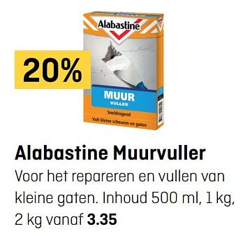 Aanbiedingen Alabastine muurvuller - Alabastine - Geldig van 18/09/2017 tot 01/10/2017 bij Multimate