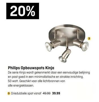 Aanbiedingen Philips opbouwspots kinja driedubbele spot - Philips - Geldig van 18/09/2017 tot 01/10/2017 bij Multimate