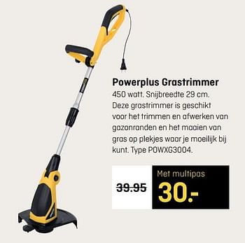 Aanbiedingen Powerplus grastrimmer powxg3004. - Powerplus - Geldig van 18/09/2017 tot 01/10/2017 bij Multimate