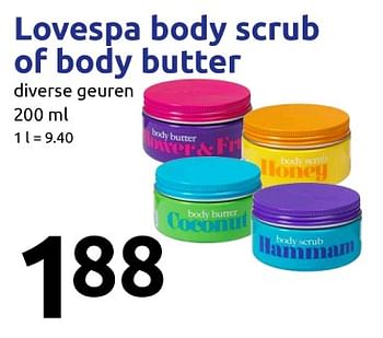 Aanbiedingen Lovespa body scrub of body butter - Lovespa - Geldig van 20/09/2017 tot 26/09/2017 bij Action