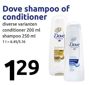 Aanbiedingen Dove shampoo of conditioner - Dove - Geldig van 20/09/2017 tot 26/09/2017 bij Action