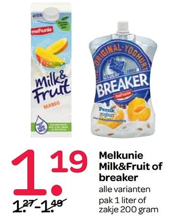 Aanbiedingen Melkunie milk+fruit of breaker - Huismerk - Spar  - Geldig van 21/09/2017 tot 04/10/2017 bij Spar