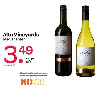 Aanbiedingen Alta vineyards - Rode wijnen - Geldig van 21/09/2017 tot 04/10/2017 bij Spar
