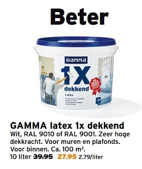 Aanbiedingen Gamma latex 1x dekkend - Huismerk - Gamma - Geldig van 18/09/2017 tot 01/10/2017 bij Gamma