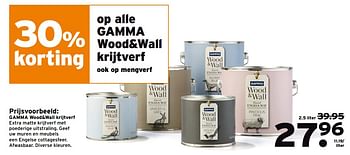 Aanbiedingen Gamma wood+wall krijtverf - Huismerk - Gamma - Geldig van 18/09/2017 tot 01/10/2017 bij Gamma