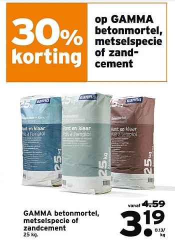 Aanbiedingen Gamma betonmortel, metselspecie of zandcement - Huismerk - Gamma - Geldig van 18/09/2017 tot 01/10/2017 bij Gamma