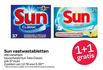 Aanbiedingen Sun tabs classic - Sun - Geldig van 21/09/2017 tot 04/10/2017 bij Spar