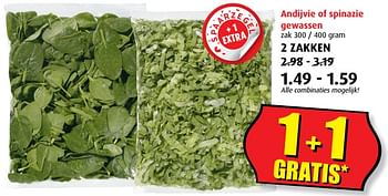 Aanbiedingen Andijvie of spinazie gewassen - Huismerk - Boni Supermarkt - Geldig van 20/09/2017 tot 26/09/2017 bij Boni Supermarkt