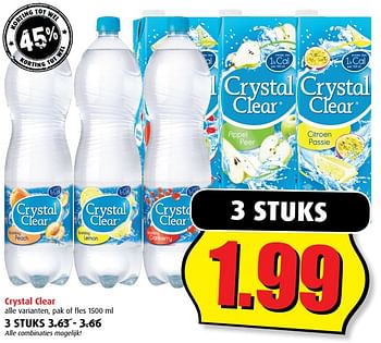 Aanbiedingen Crystal clear - Crystal Clear - Geldig van 20/09/2017 tot 26/09/2017 bij Boni Supermarkt