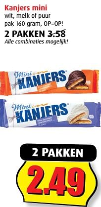 Aanbiedingen Kanjers mini wit, melk of puur - Kanjers - Geldig van 20/09/2017 tot 26/09/2017 bij Boni Supermarkt