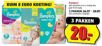 Aanbiedingen Pampers alle varianten m.u.v. simply dry - Pampers - Geldig van 20/09/2017 tot 26/09/2017 bij Boni Supermarkt