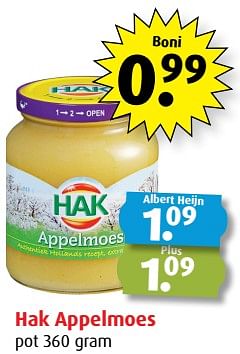Aanbiedingen Hak appelmoes - Hak - Geldig van 20/09/2017 tot 26/09/2017 bij Boni Supermarkt
