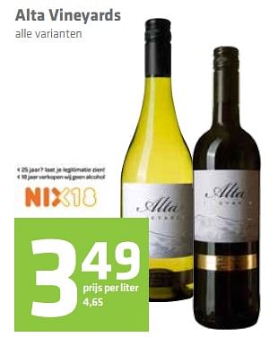 Aanbiedingen Alta vineyards - Rode wijnen - Geldig van 21/09/2017 tot 04/10/2017 bij Attent