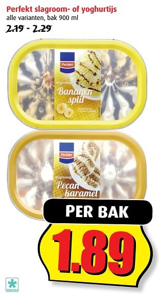 Aanbiedingen Perfekt slagroom- of yoghurtijs - Perfekt - Geldig van 20/09/2017 tot 26/09/2017 bij Boni Supermarkt