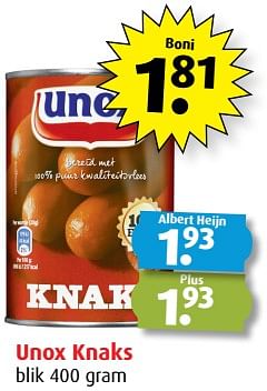 Aanbiedingen Unox knaks - Unox - Geldig van 20/09/2017 tot 26/09/2017 bij Boni Supermarkt