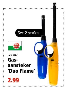 Aanbiedingen Gasaansteker duo flame - Huismerk - Marskramer - Geldig van 21/09/2017 tot 04/10/2017 bij Marskramer