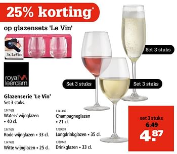 Aanbiedingen Glazenserie le vin - Royal Leerdam - Geldig van 21/09/2017 tot 04/10/2017 bij Marskramer