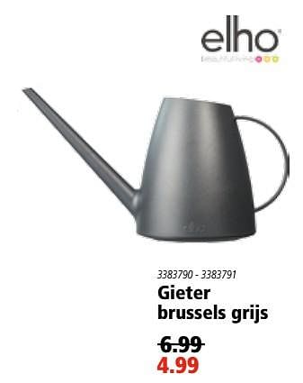 Aanbiedingen Gieter brussels grijs - Elho - Geldig van 21/09/2017 tot 04/10/2017 bij Marskramer