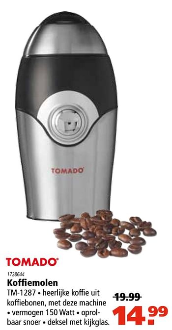 Geweldig single Richtlijnen Tomado Tomado koffiemolen tm-1287 - Promotie bij Marskramer