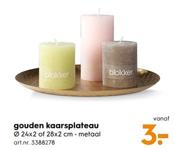 Aanbiedingen Gouden kaarsplateau - Huismerk - Blokker - Geldig van 23/09/2017 tot 04/10/2017 bij Blokker
