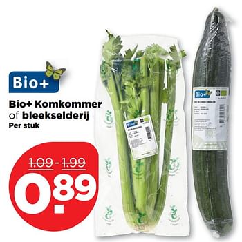 Aanbiedingen Bio+ komkommer of bleekselderij - Bio+ - Geldig van 24/09/2017 tot 30/09/2017 bij Plus
