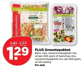 Aanbiedingen Plus groentepakket - Huismerk - Plus - Geldig van 24/09/2017 tot 30/09/2017 bij Plus