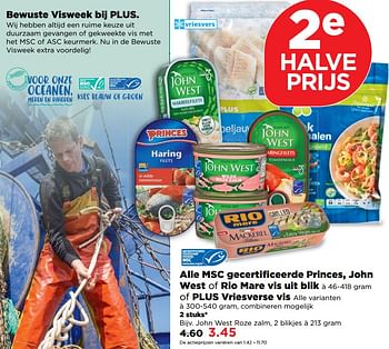 Aanbiedingen John west roze zalm - Rio Mare - Geldig van 24/09/2017 tot 30/09/2017 bij Plus