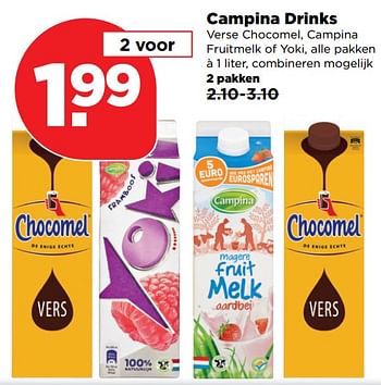 Aanbiedingen Campina drinks - Campina - Geldig van 24/09/2017 tot 30/09/2017 bij Plus