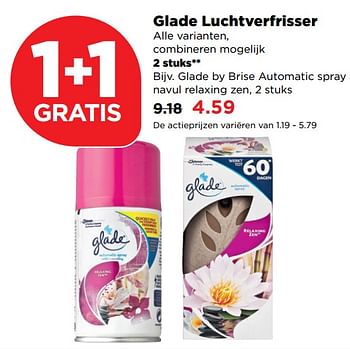 Aanbiedingen Glade by brise automatic spray navul relaxing zen - Glade - Geldig van 24/09/2017 tot 30/09/2017 bij Plus