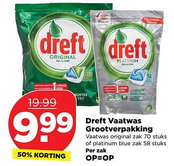 Aanbiedingen Dreft vaatwas grootverpakking - Dreft - Geldig van 24/09/2017 tot 30/09/2017 bij Plus