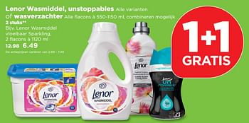 Aanbiedingen Lenor wasmiddel vloeibaar sparkling - Lenor - Geldig van 24/09/2017 tot 30/09/2017 bij Plus