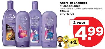 Aanbiedingen Andrélon shampoo of conditioner - Andrelon - Geldig van 24/09/2017 tot 30/09/2017 bij Plus