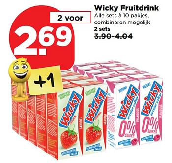 Aanbiedingen Wicky fruitdrink - Wicky - Geldig van 24/09/2017 tot 30/09/2017 bij Plus